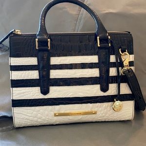 Brahmin black and white croc handbag